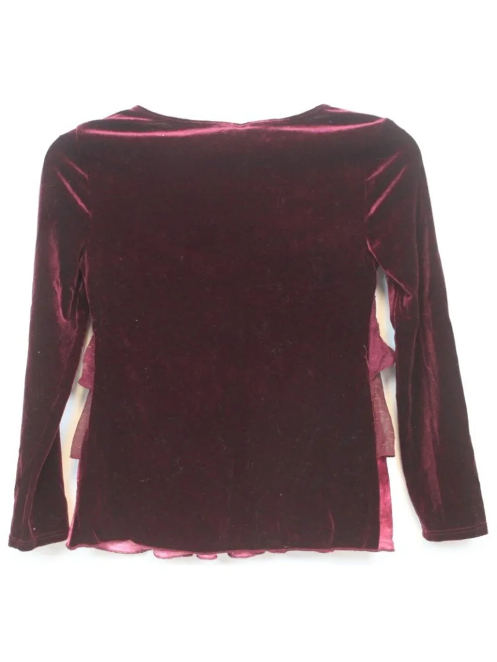 Y2K Limited too Shirt sz 12 Lace Ruffle Layer Stretch Velvet Christmas Holiday